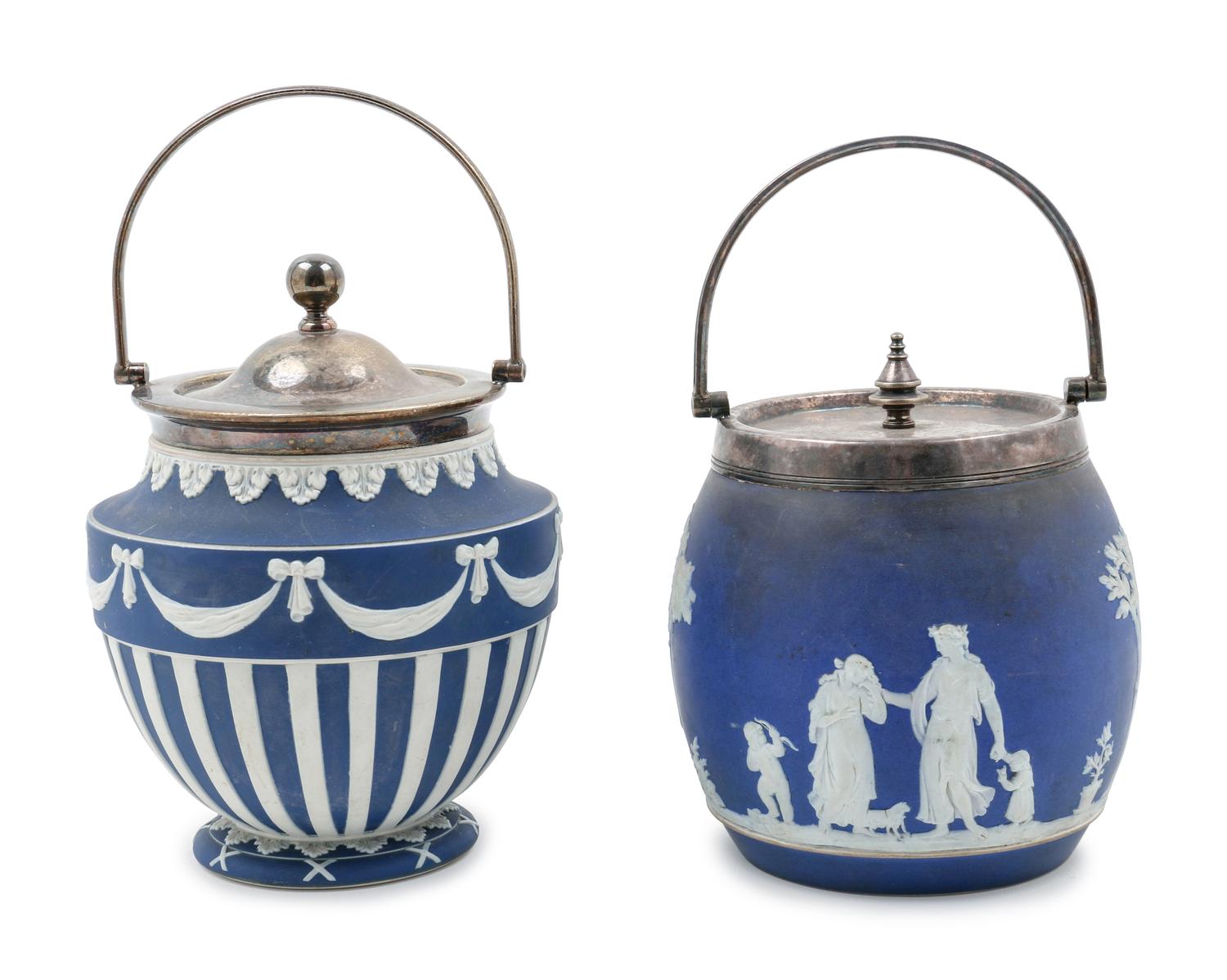 Two Wedgwood Jasperware Biscuit Jars