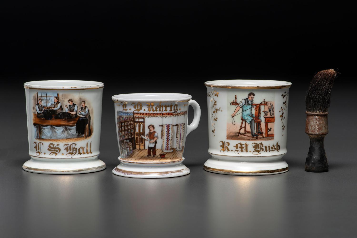Three Craftsman's Porcelain Occupational Shaving Mugs