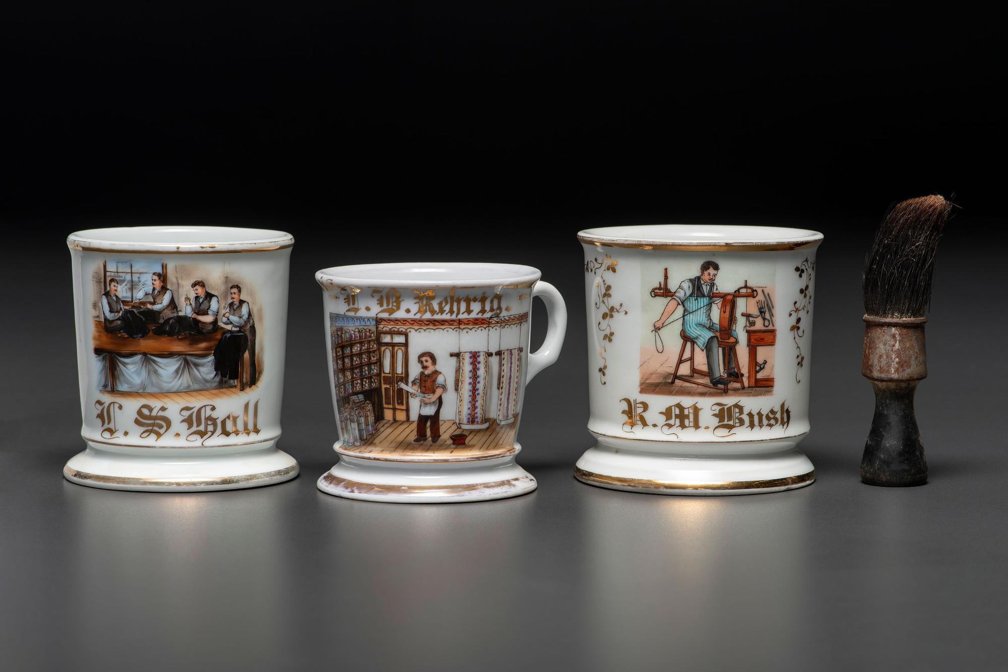 Three Craftsman's Porcelain Occupational Shaving Mugs