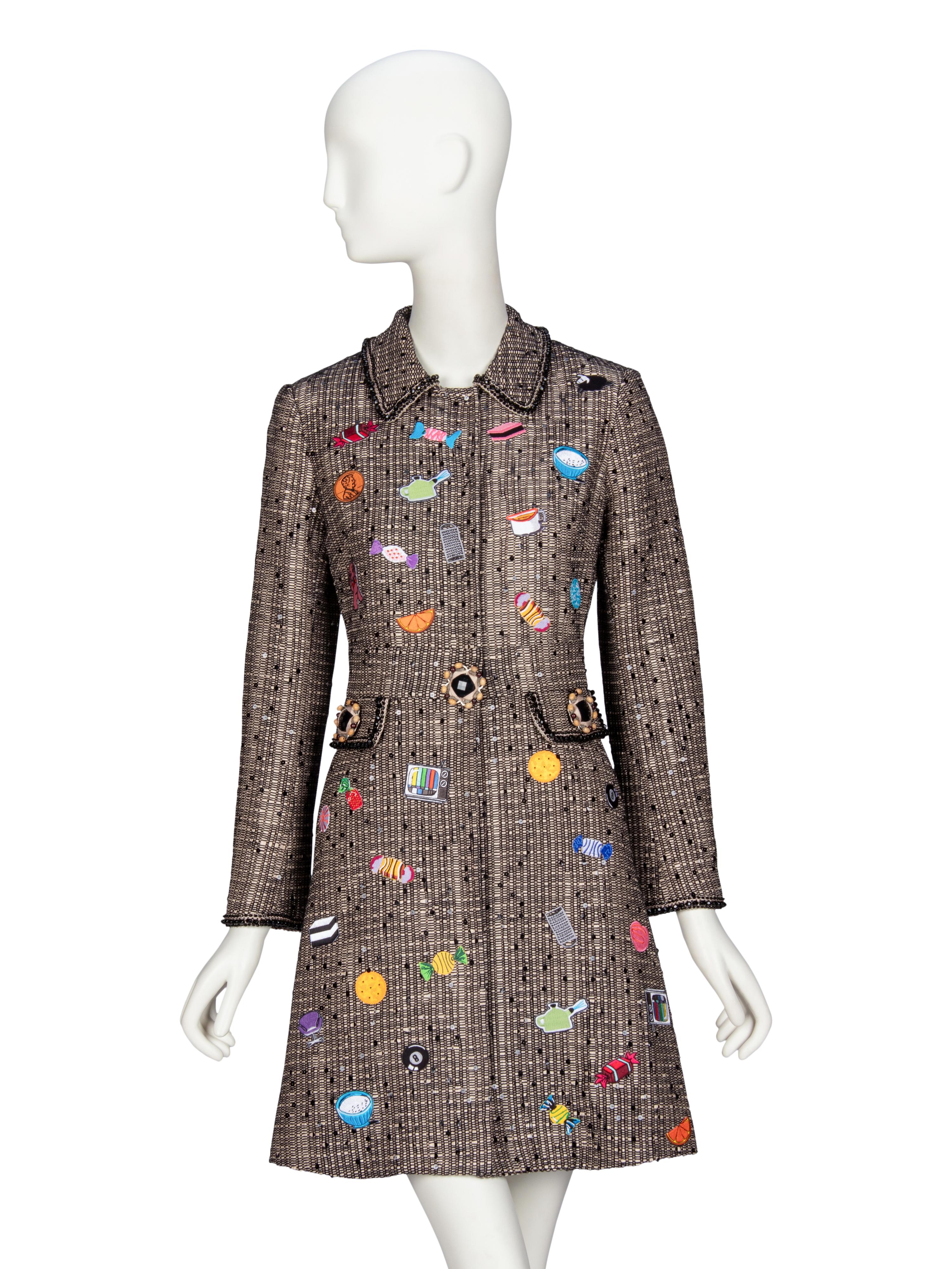 LIBERTINE, EMBROIDERED TWEED COAT