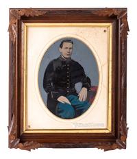 [CIVIL WAR] Private-purchase kepi and painted tintype, identified to Henry McCuen, Company D, 14th NY Heavy Artillery.