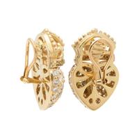 YELLOW GOLD AND DIAMOND CROWNED HEART EARCLIPS