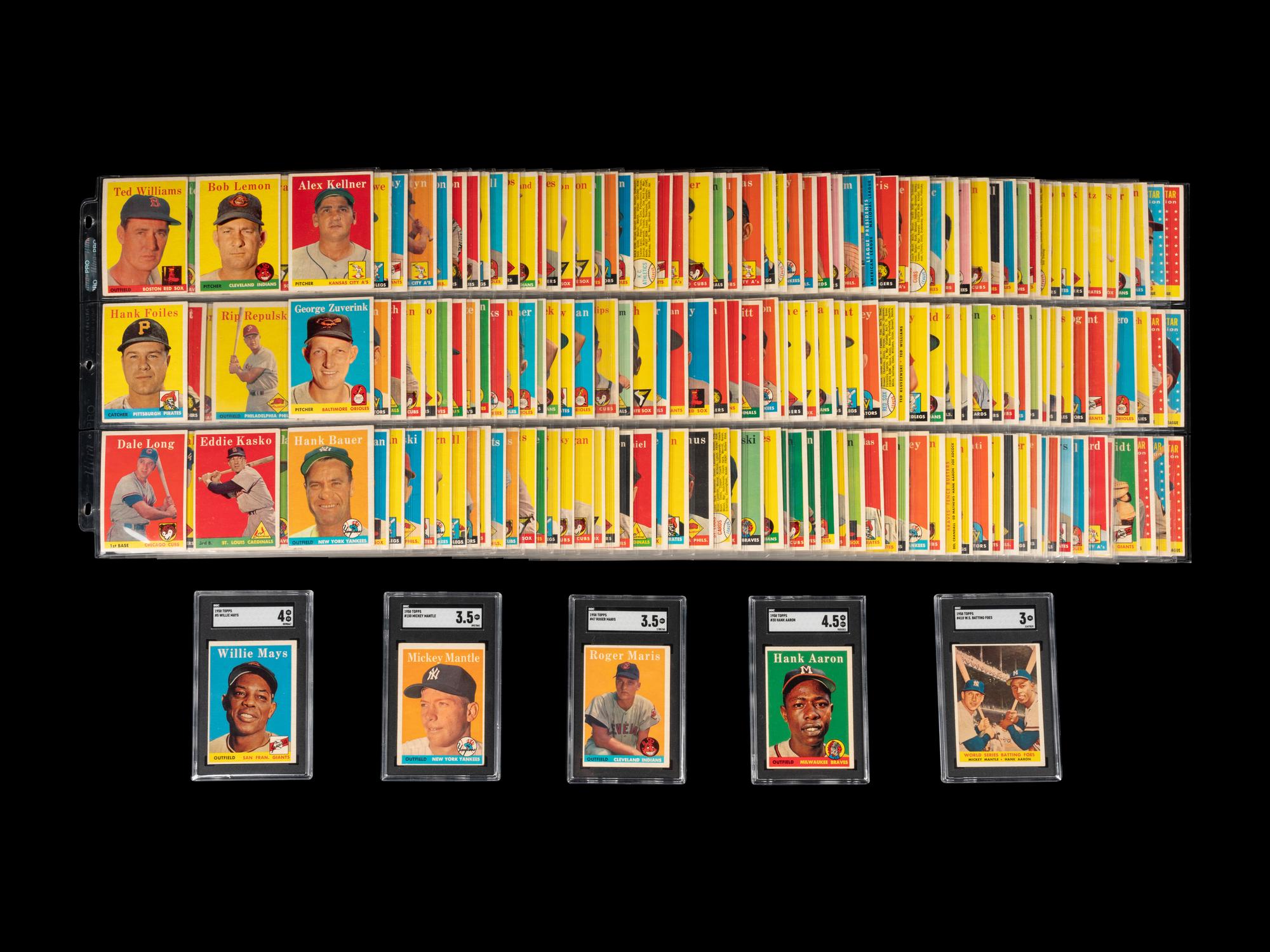 A Complete Set of 1958 Topps Baseball Cards Including SGC Graded Key Cards (494/494),
