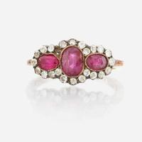 An antique ruby, diamond, and gold ring