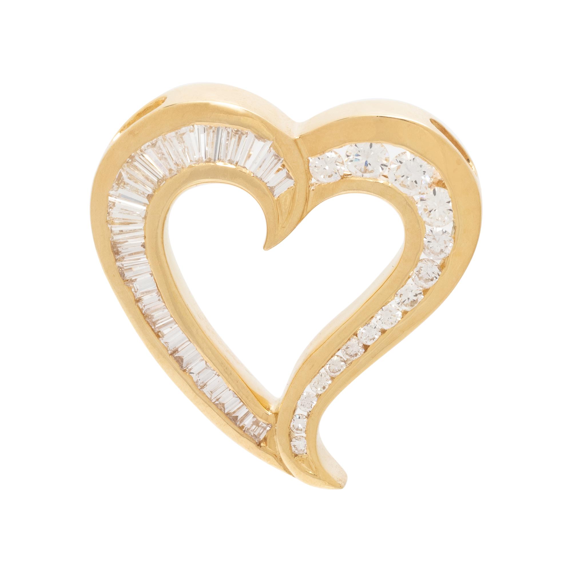 YELLOW GOLD AND DIAMOND HEART PENDANT/BROOCH