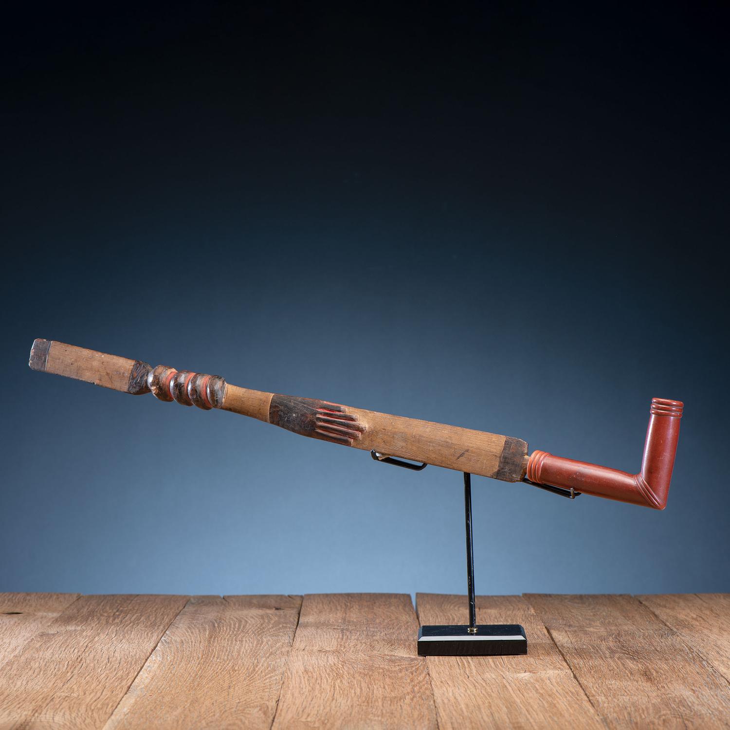 Western Great Lakes Figural Pipe Stem, with Catlinite Bowl