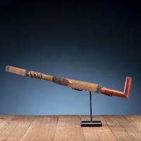 Western Great Lakes Figural Pipe Stem, with Catlinite Bowl