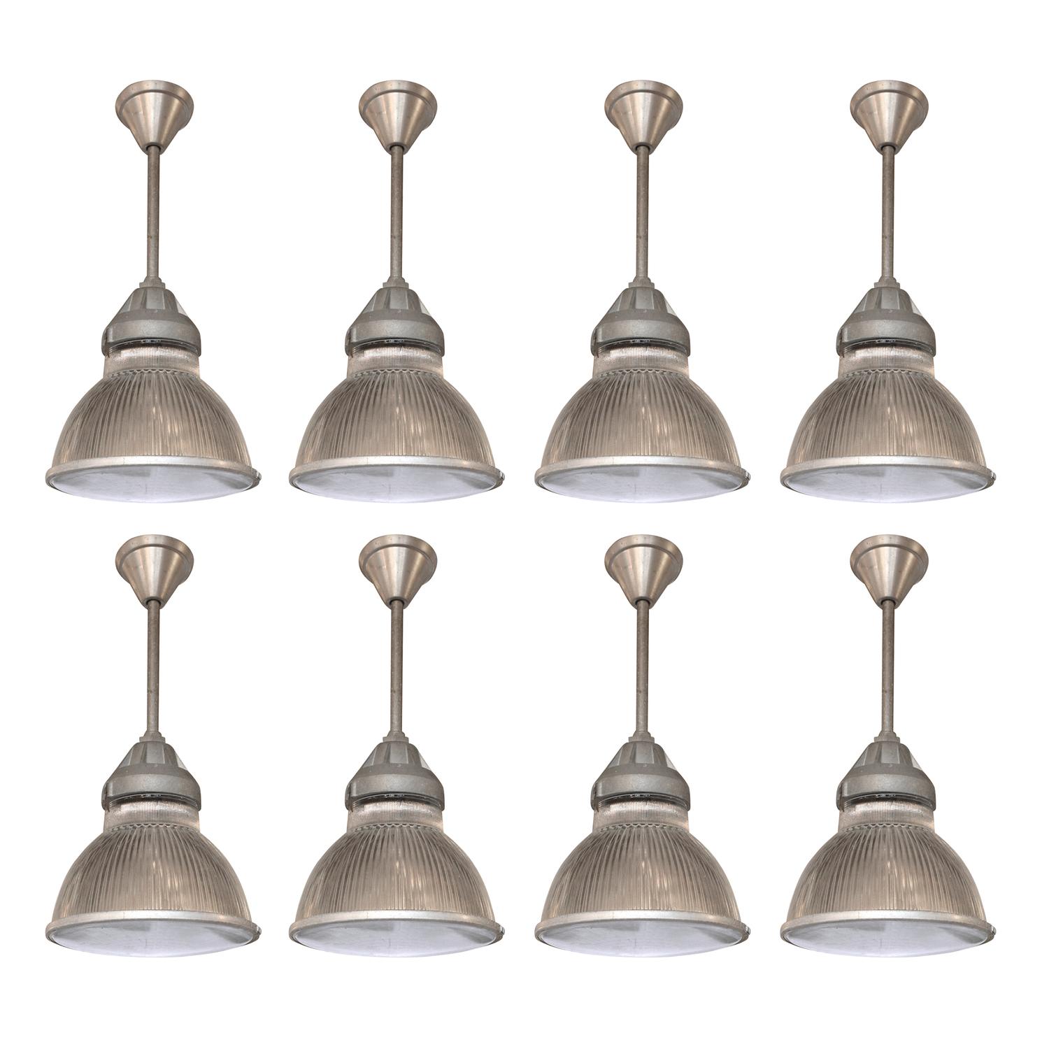 A Set of Eight Holophane Pendant Lights 10" W x 10" D x 21" H — France, Circa 1940