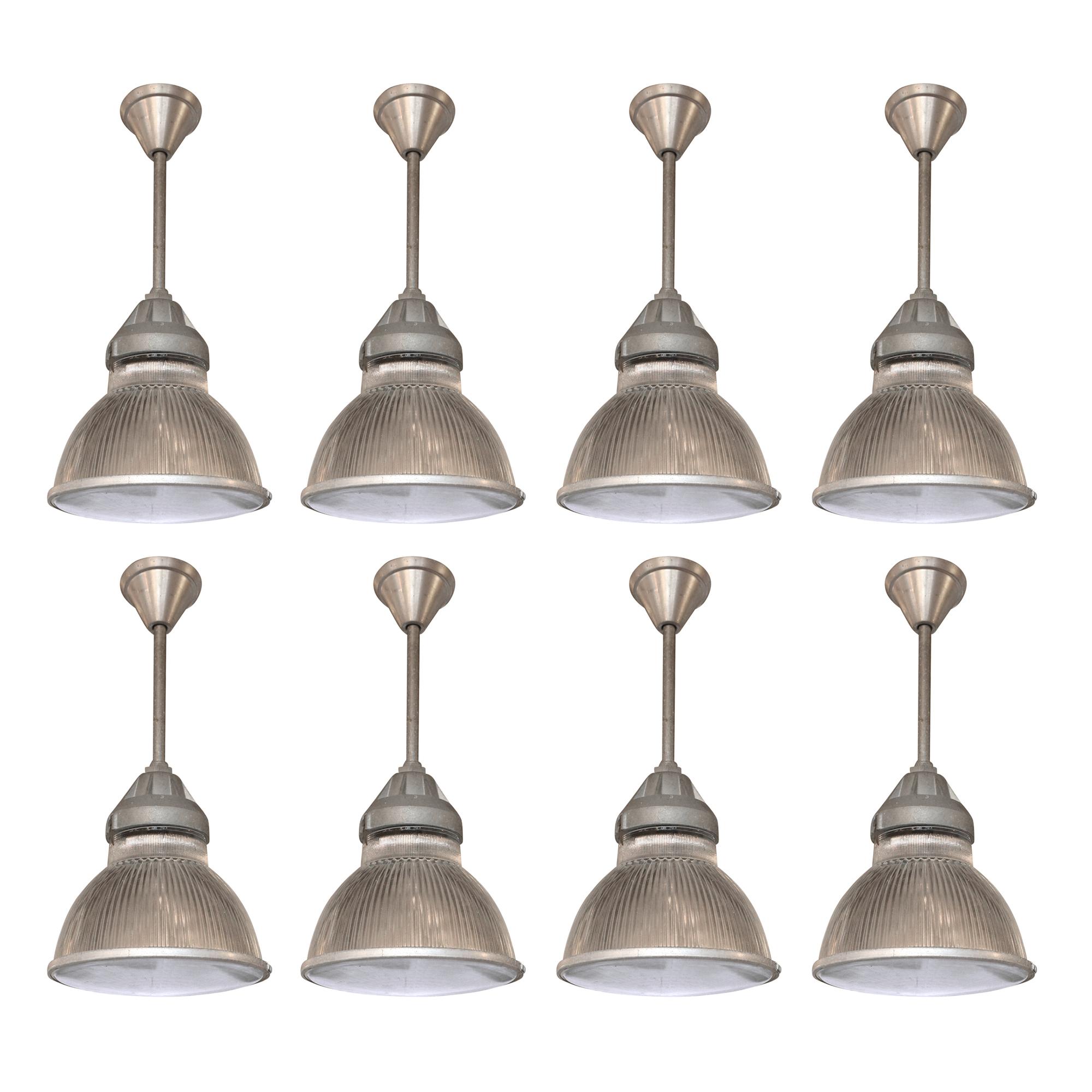 A Set of Eight Holophane Pendant Lights 10" W x 10" D x 21" H — France, Circa 1940