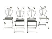 A Set of Four Painted Metal Folding Garden Chairs