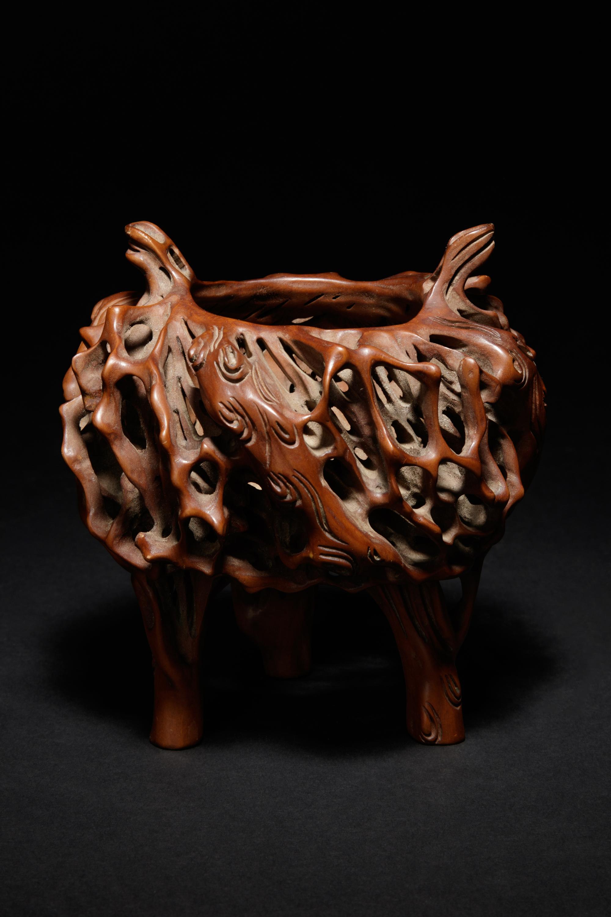 A Boxwood Root Form Incense Burner