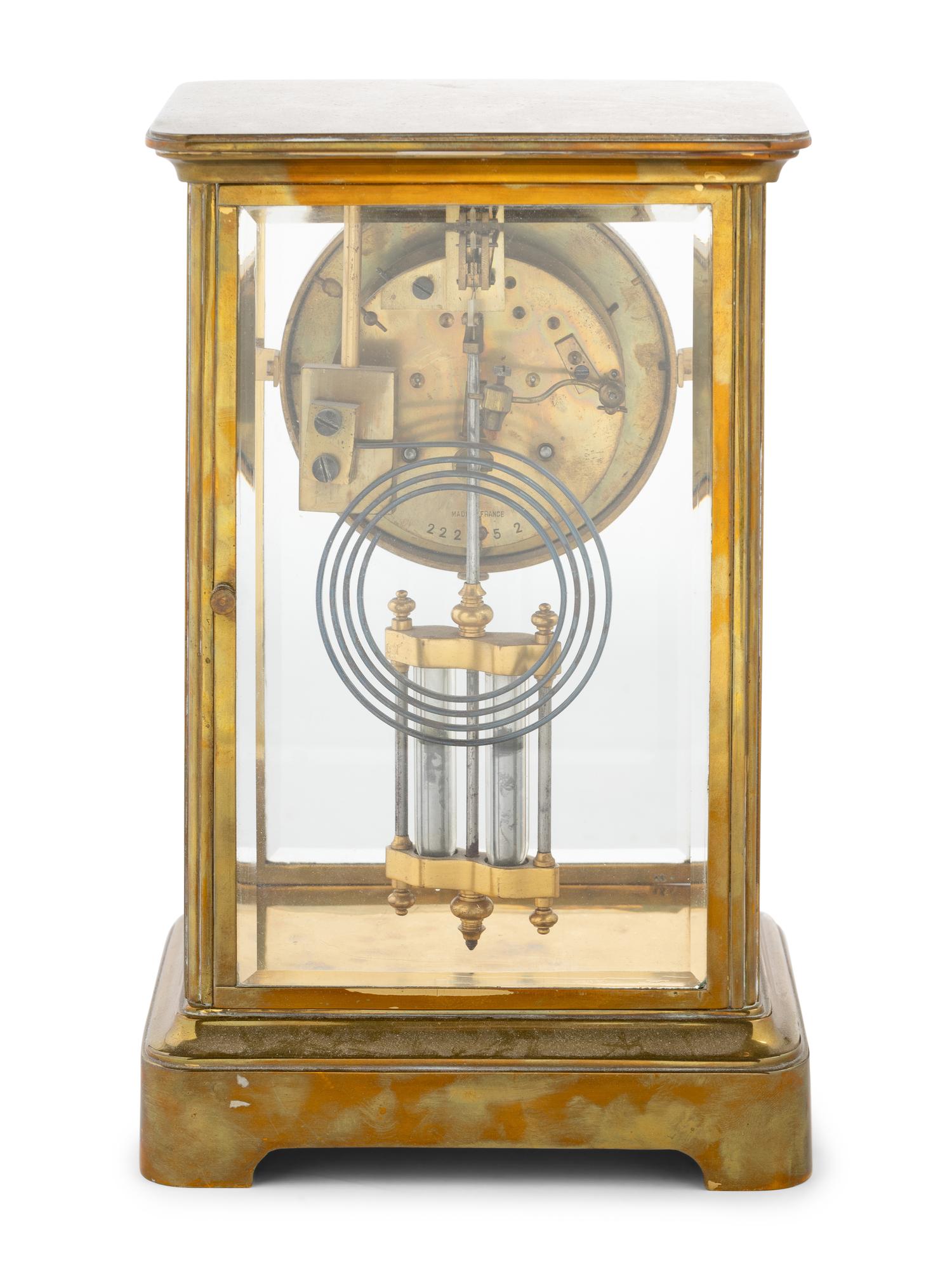 A Continental Brass Regulator Clock Retailed by Bigelow Kennard and Co.