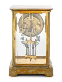 A Continental Brass Regulator Clock Retailed by Bigelow Kennard and Co.