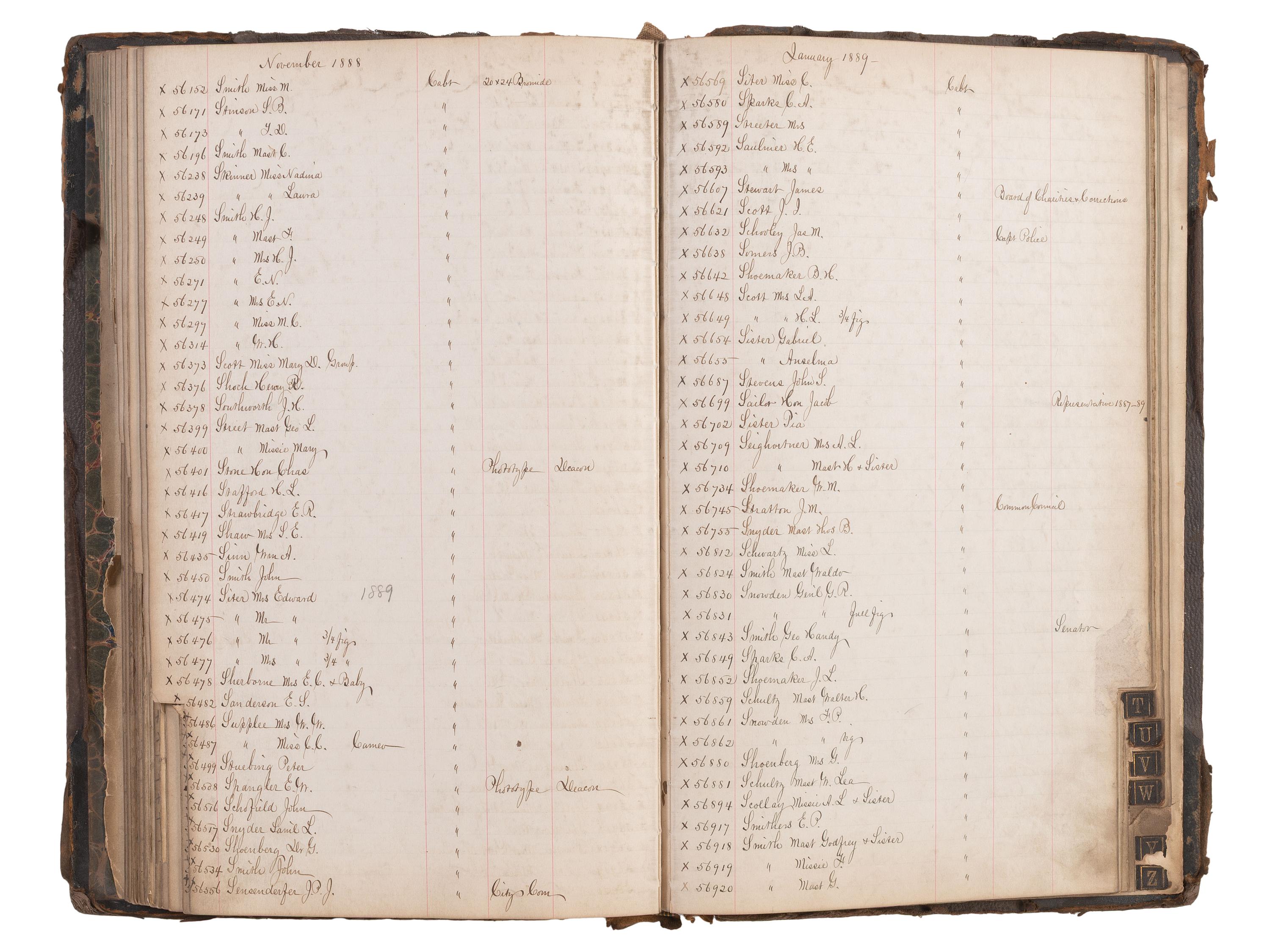 [EARLY PHOTOGRAPHY]. A group of 3 ledgers kept by American photographer F. Gutekunst. Ca 1880s-1910s.