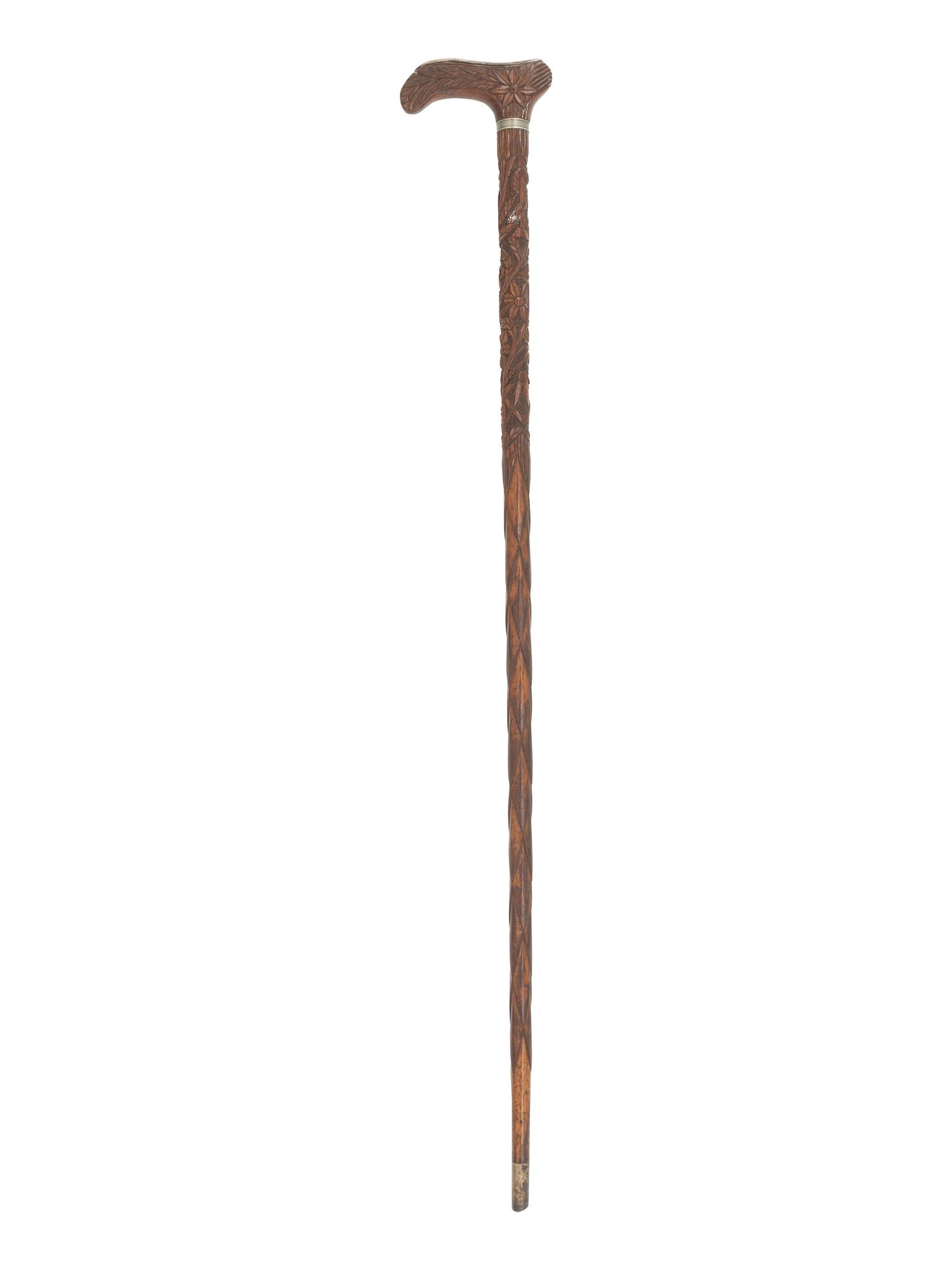 Presentation walking stick made from wood of the USS Kearsarge , ID'd to Capt. S. Samuels, 1891.