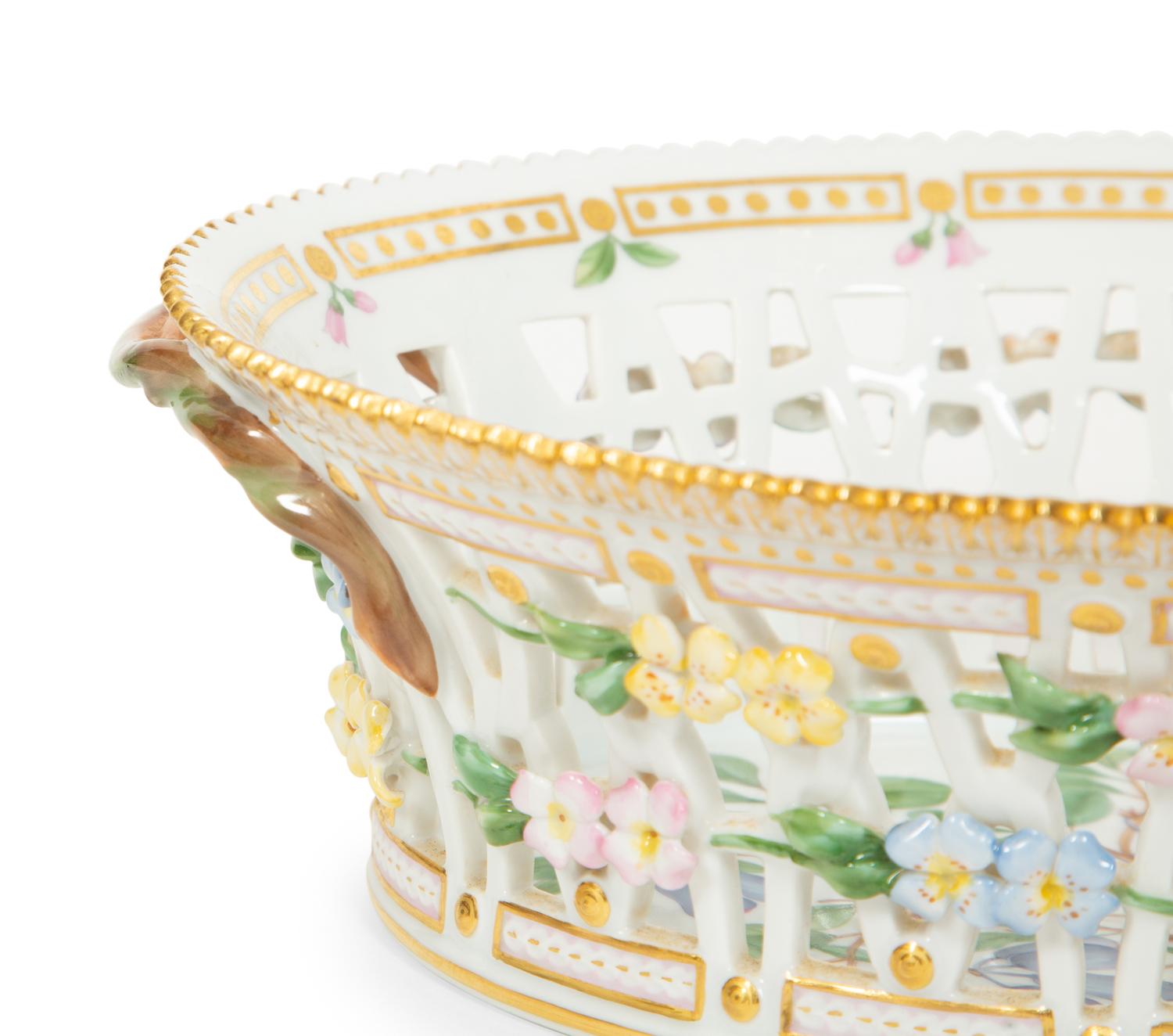 A Royal Copenhagen Flora Danica Reticulated Porcelain Fruit Basket