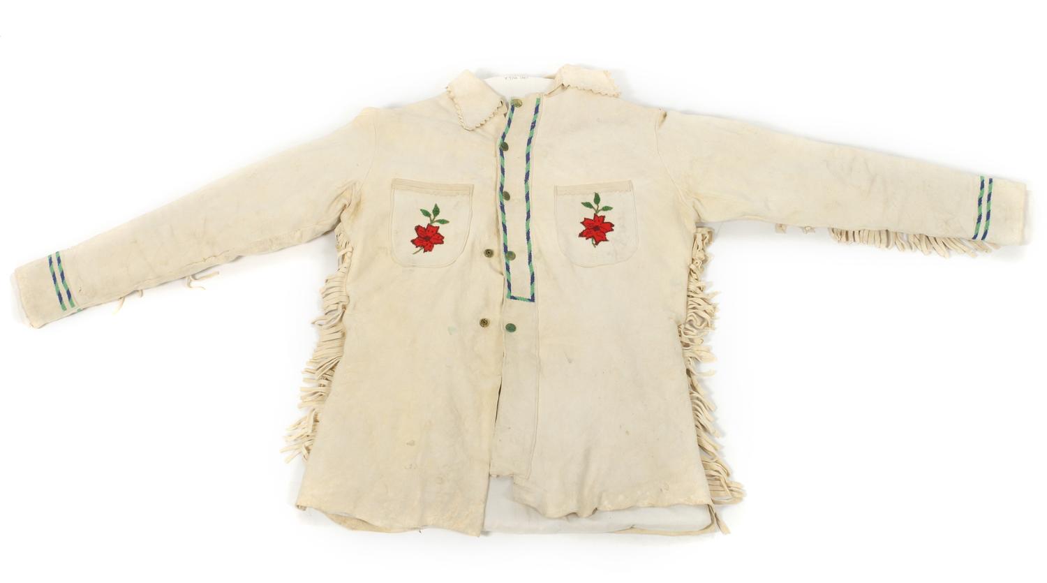 Two Crow Hide and Beaded Outfits Length of one shirt 32 inches. — MID-20TH CENTURY