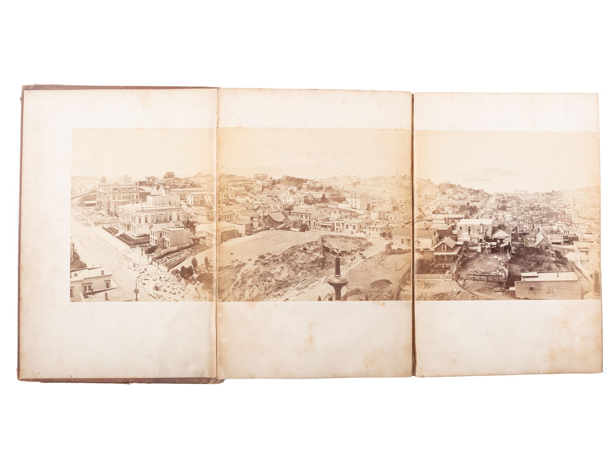 [WESTERN AMERICANA]. MUYBRIDGE, Eadweard (1830-1904), photographer. Panorama of San Francisco from California St. Hill . 1877. 11-panel albumen photograph panorama.