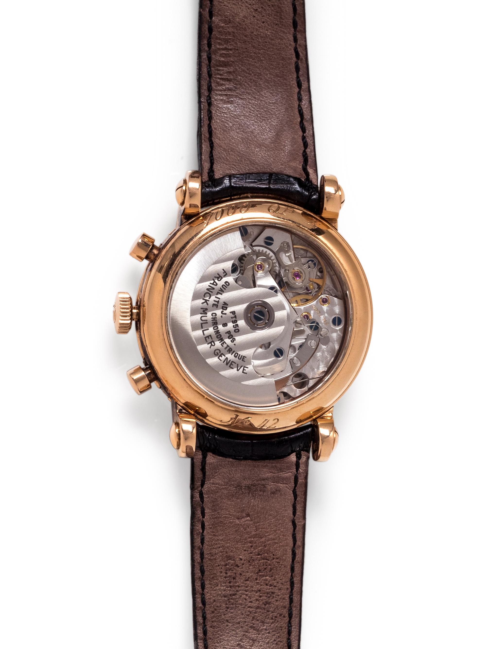 FRANCK MULLER, 18K PINK GOLD REF. 7000 QP E LIMITED EDITION PERPETUAL CALENDAR MOONPHASE CHRONOGRAPH WRISTWATCH
