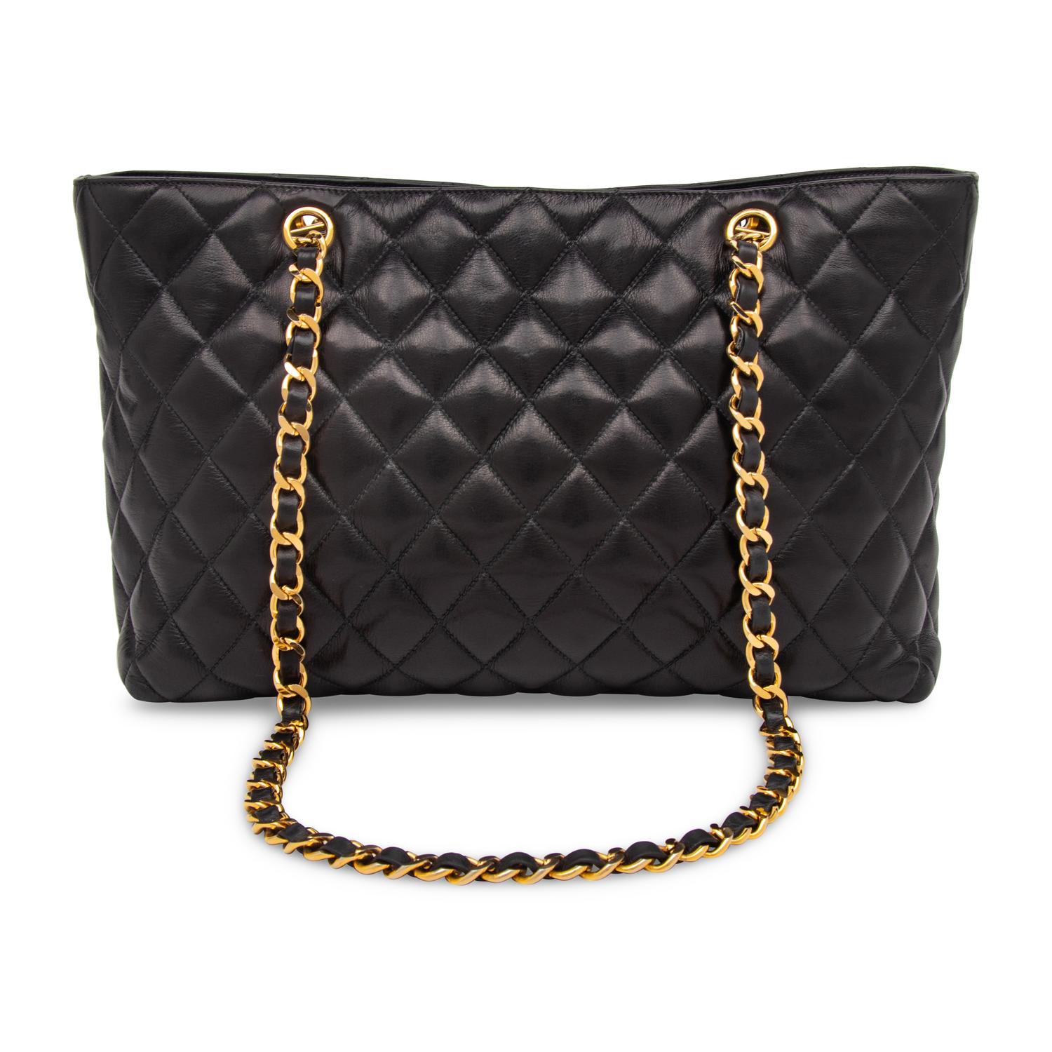 Chanel, Quilted Black Leather Tote
