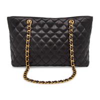Chanel, Quilted Black Leather Tote