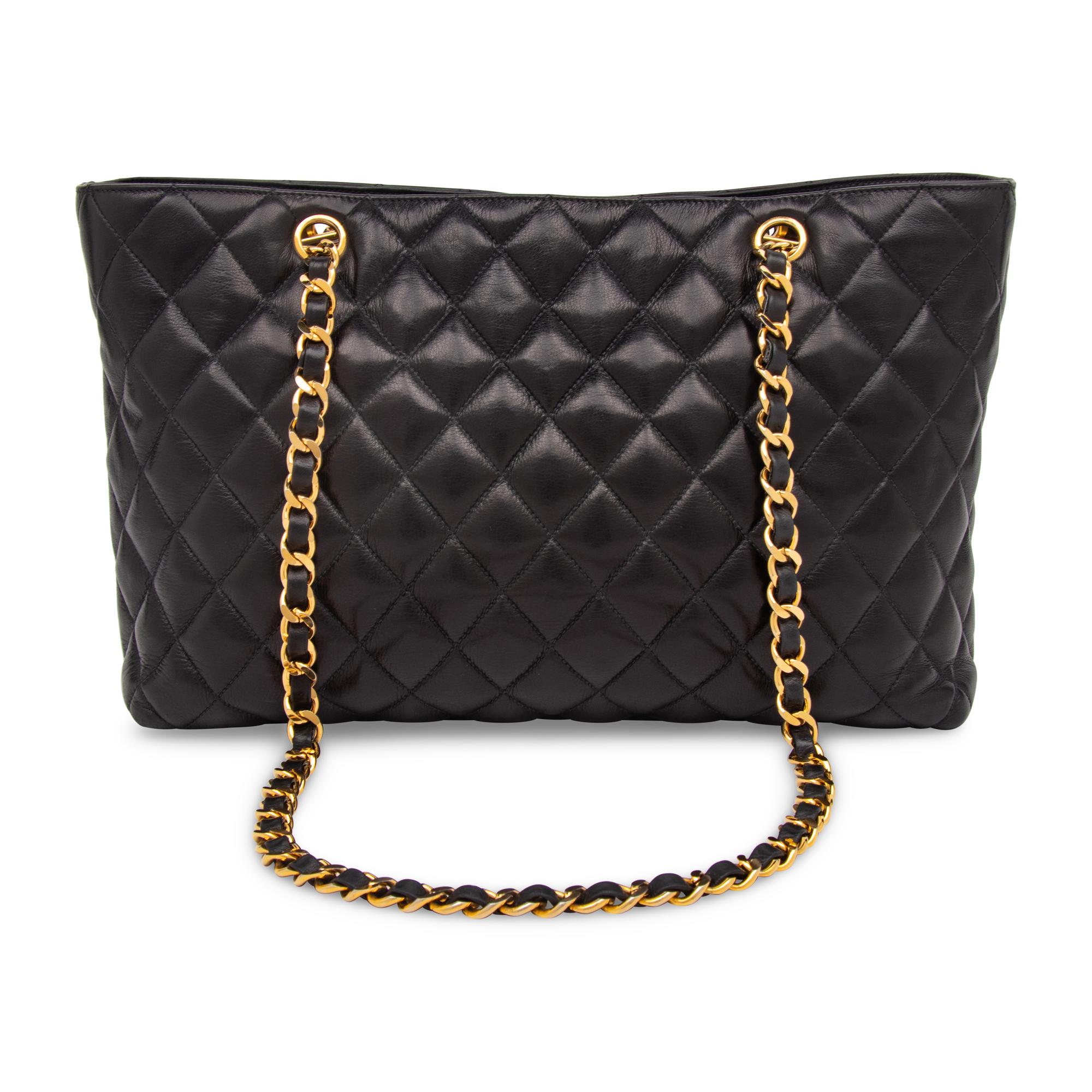 Chanel, Quilted Black Leather Tote