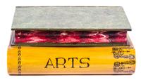A Book Stack Form Tole Box Height 4 1/2 x length 11 x width 8 1/2 inches. — 20TH CENTURY