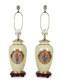 Approved for Donation A Pair of Samson Style Enameled Porcelain Vases Mounted as Lamps
