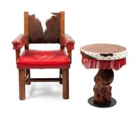 New West Chair and Burled Fringe Side Table