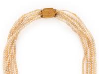 MULTISTRAND NATURAL AND CULTURED PEARL NECKLACE