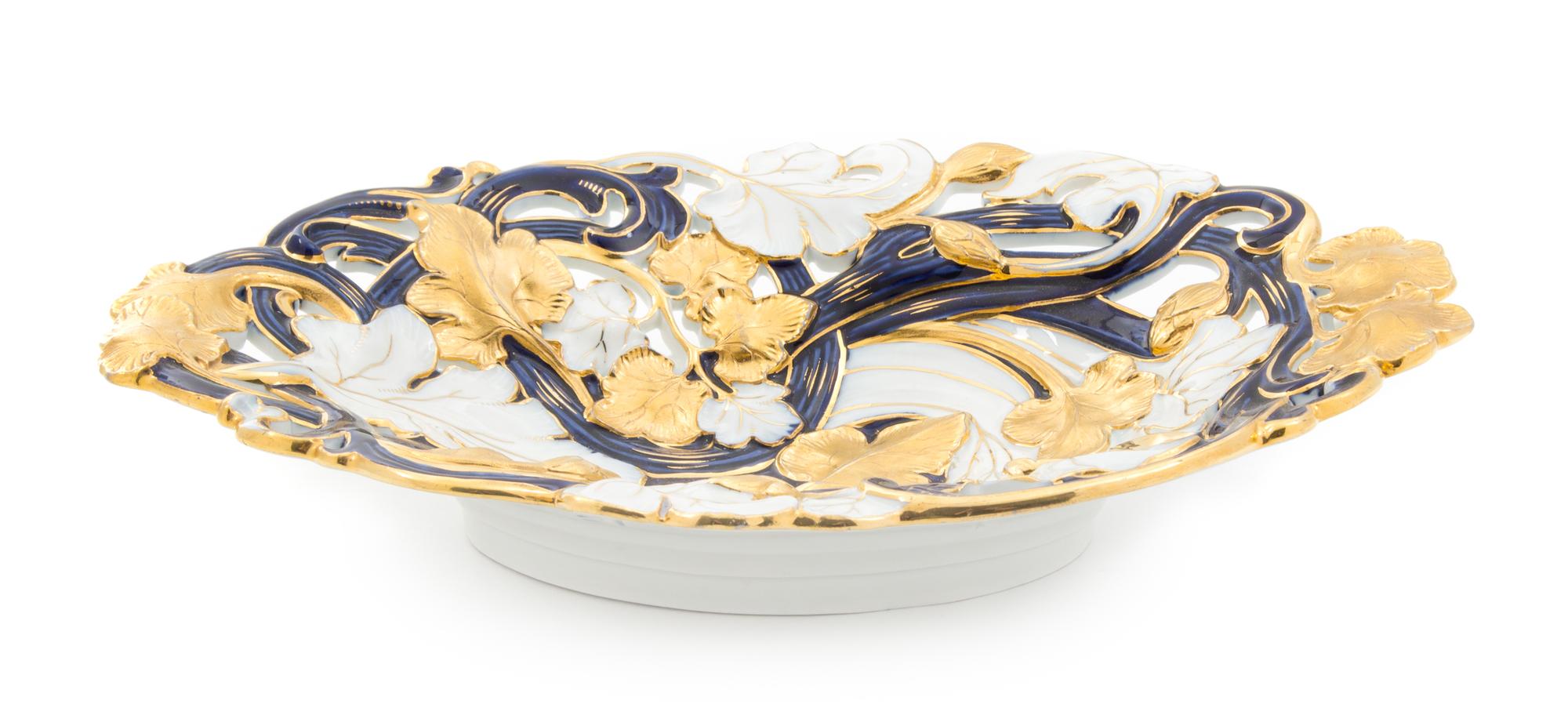 A Meissen Porcelain Center Bowl Width 14 1/4 inches.