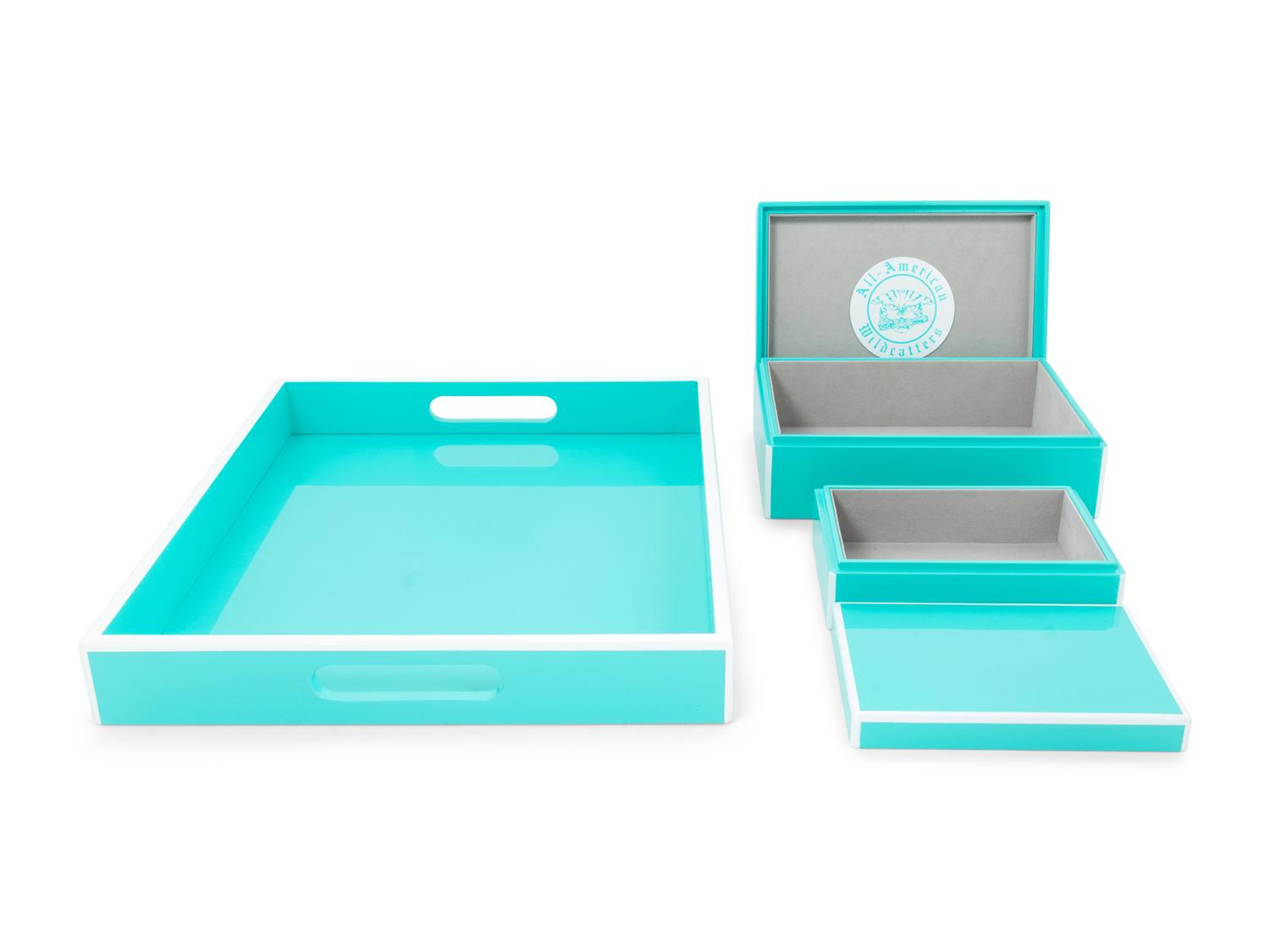 A Set of Two Modern Lacquer Boxes and a Tray