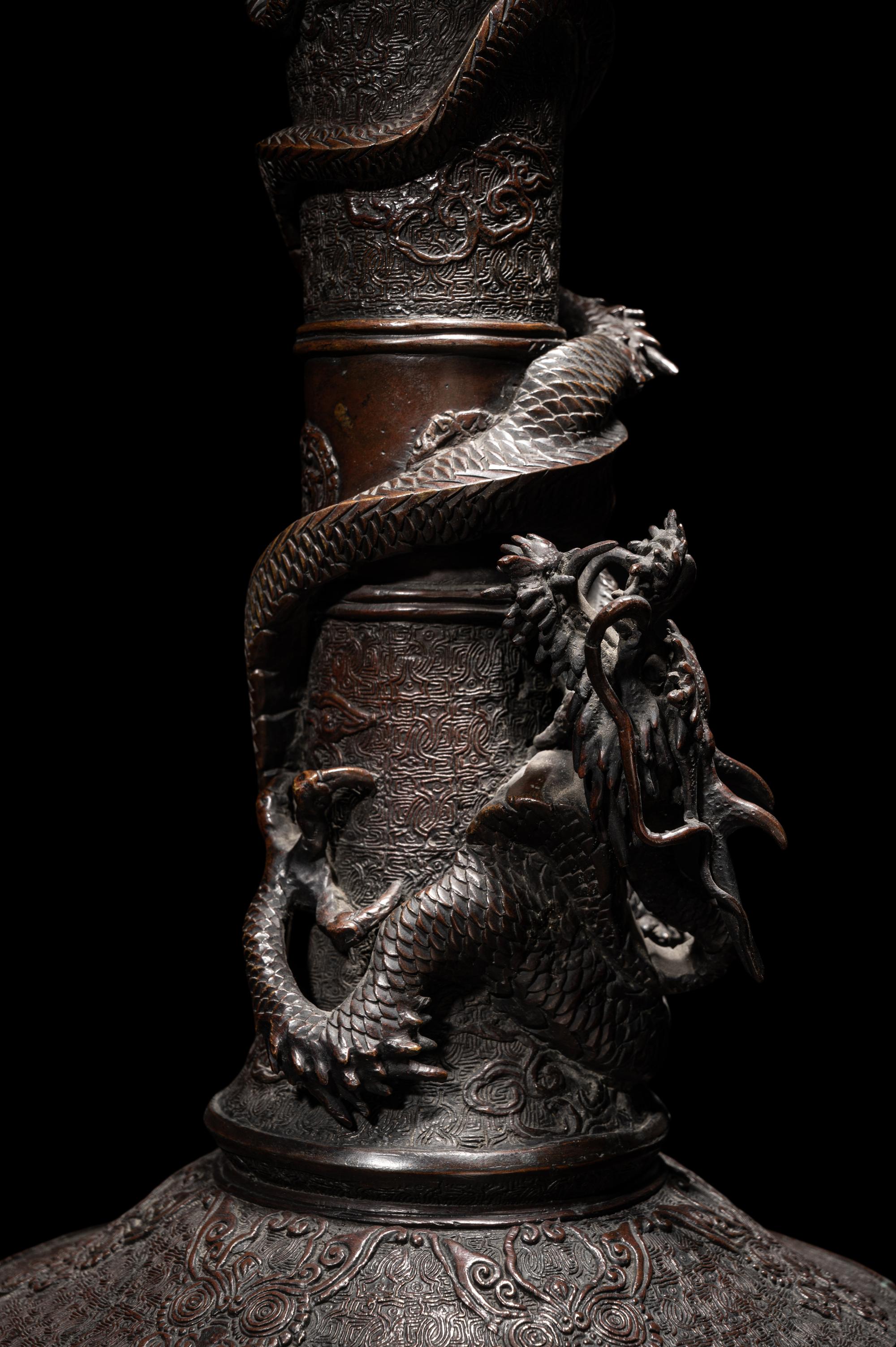 Three Japanese Bronze Vases