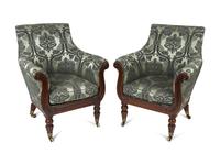 A Pair of Regency Faux Rosewood Upholstered Bergeres Attributed to Gillows — 19TH CENTURY