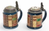 A Pair of Mettlach Pewter Mounted Steins Height 6 3/4 inches. — 20TH CENTURY