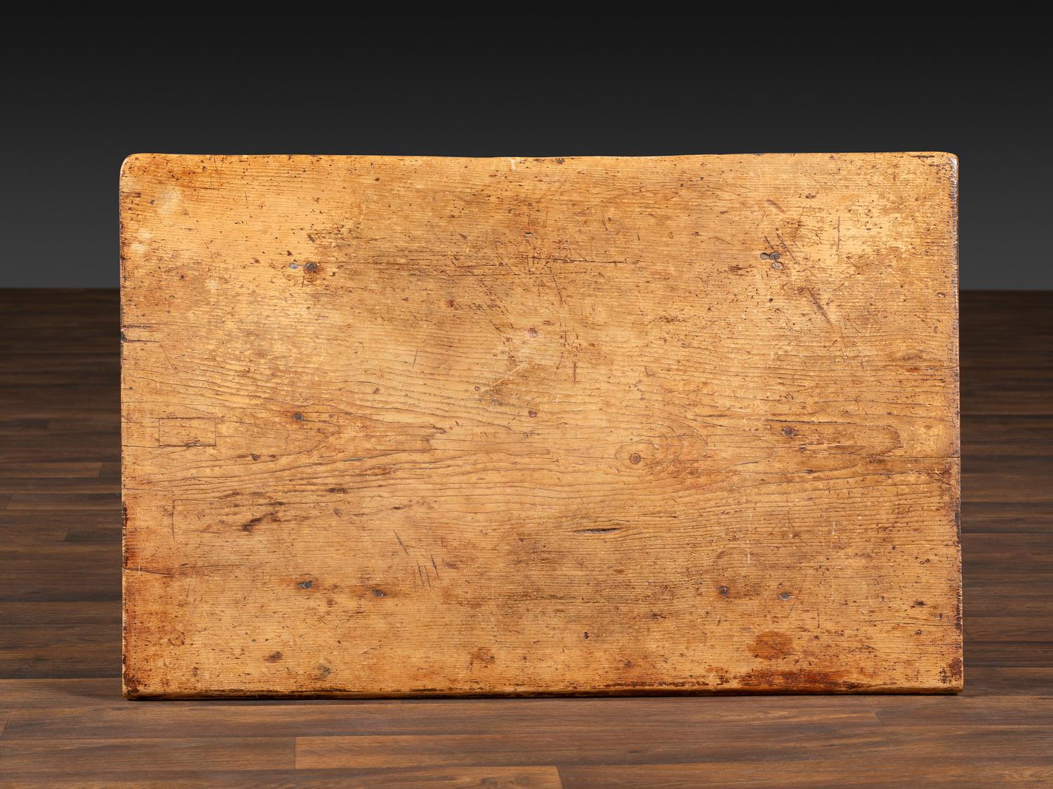 A William and Mary Pine and Maple Scrubbed Top Tavern Table