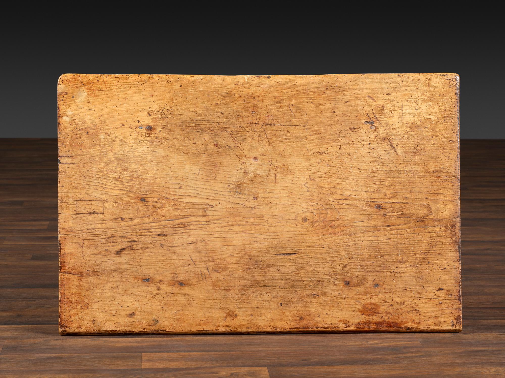 A William and Mary Pine and Maple Scrubbed Top Tavern Table