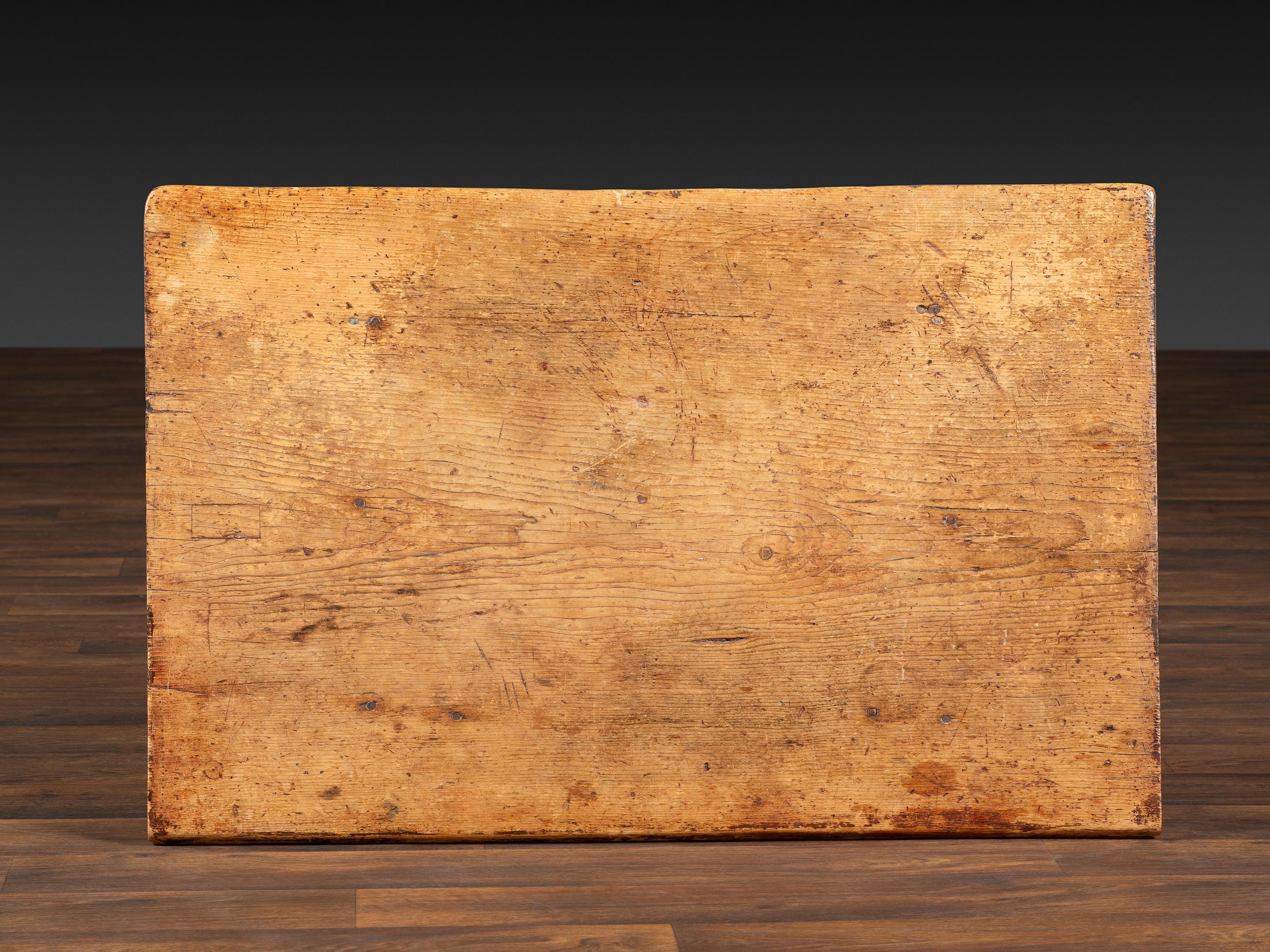 A William and Mary Pine and Maple Scrubbed Top Tavern Table