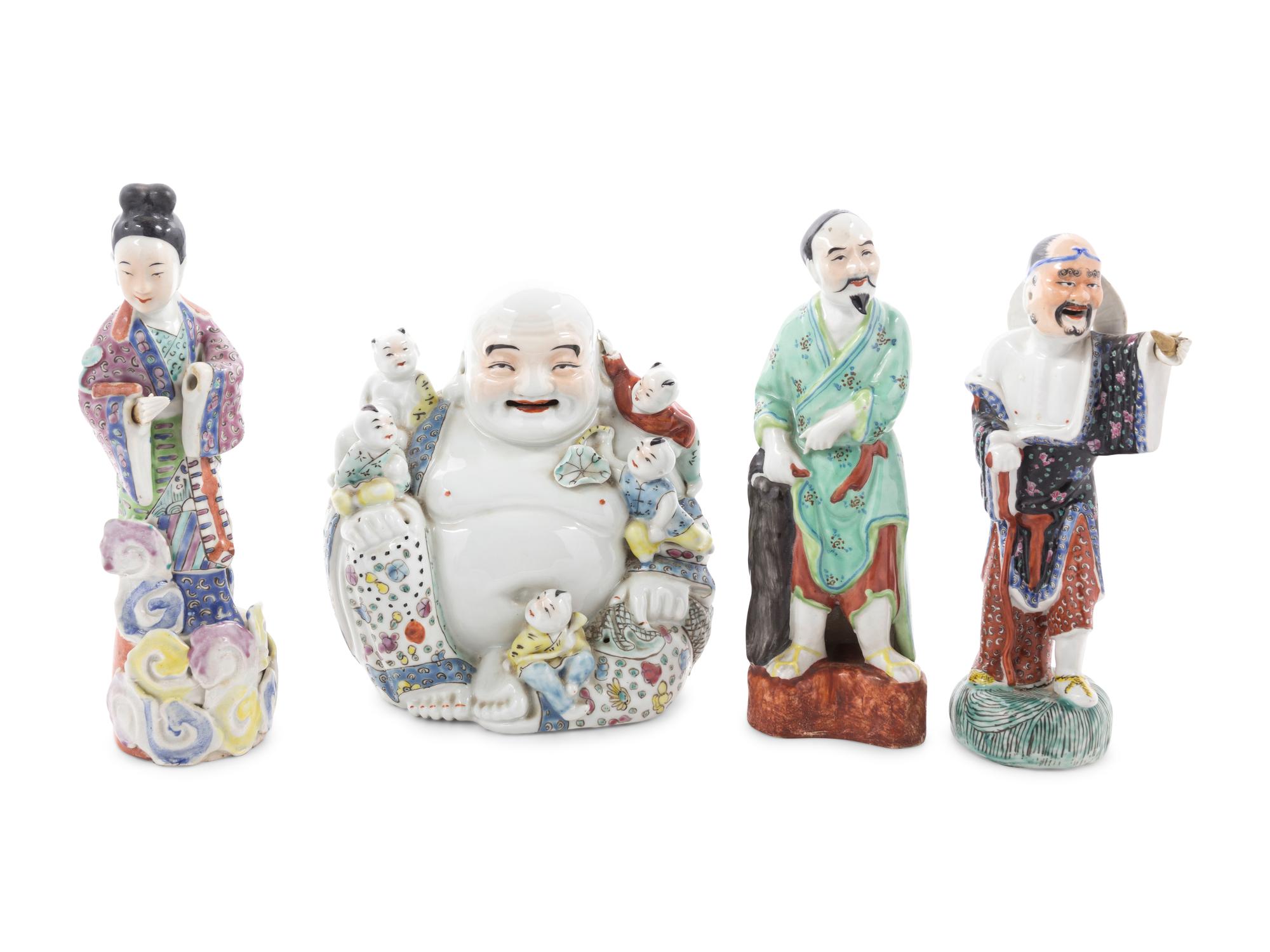 Seven Chinese Famille Rose Porcelain Figures