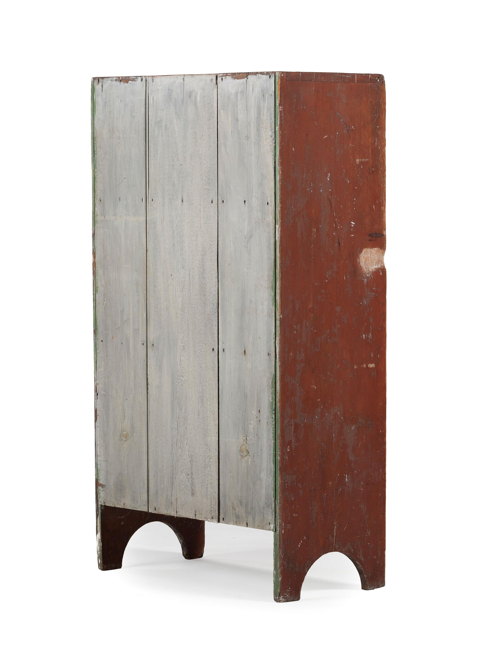 A Country Red-Stained Four-Tier Bucket Shelf
