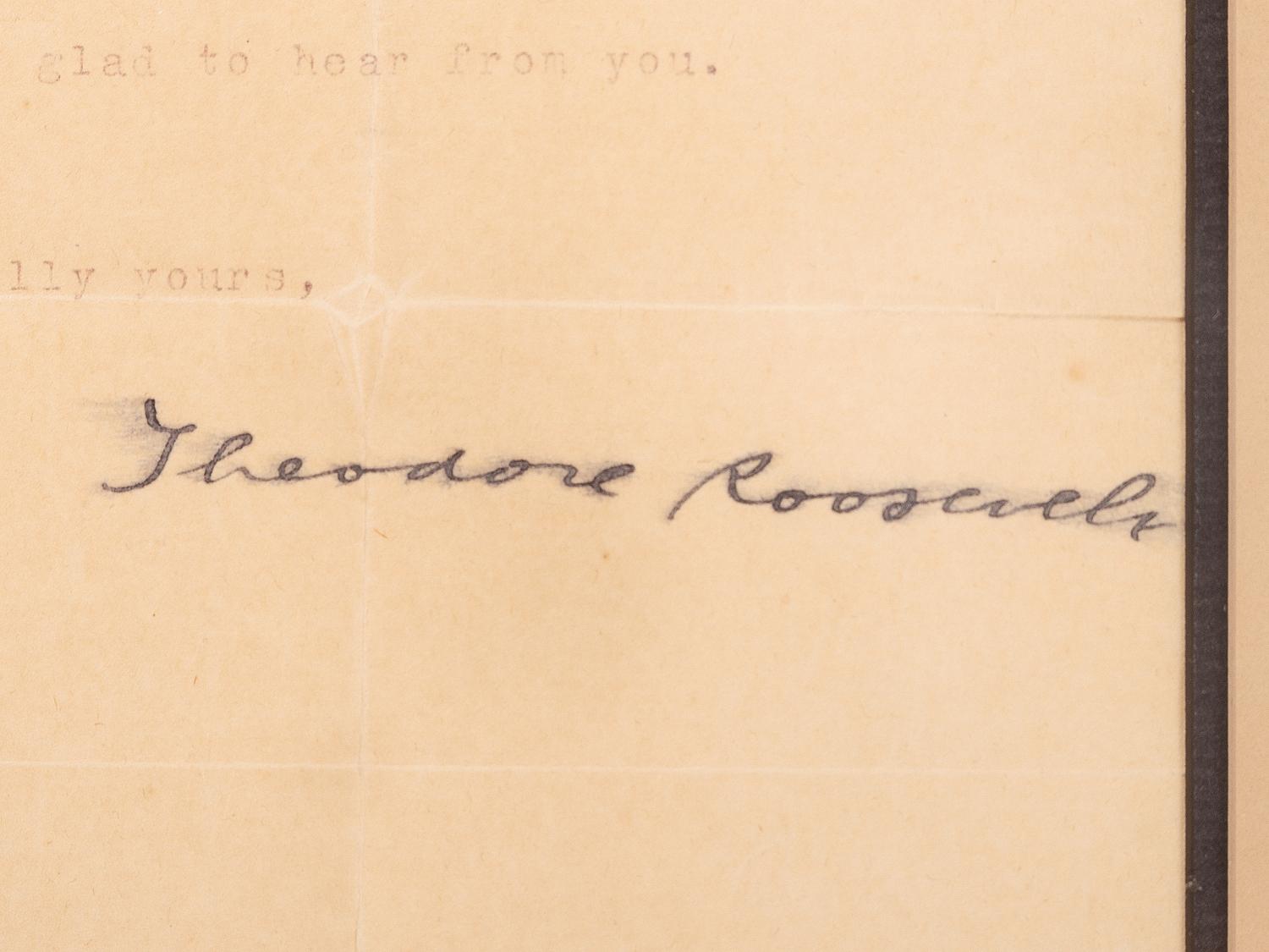 ROOSEVELT, Theodore (1858-1919). Typed letter signed ("Theodore Roosevelt"), as Vice President. Oyster Bay, NY, 5 May 1901.