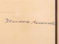 ROOSEVELT, Theodore (1858-1919). Typed letter signed ("Theodore Roosevelt"), as Vice President. Oyster Bay, NY, 5 May 1901.