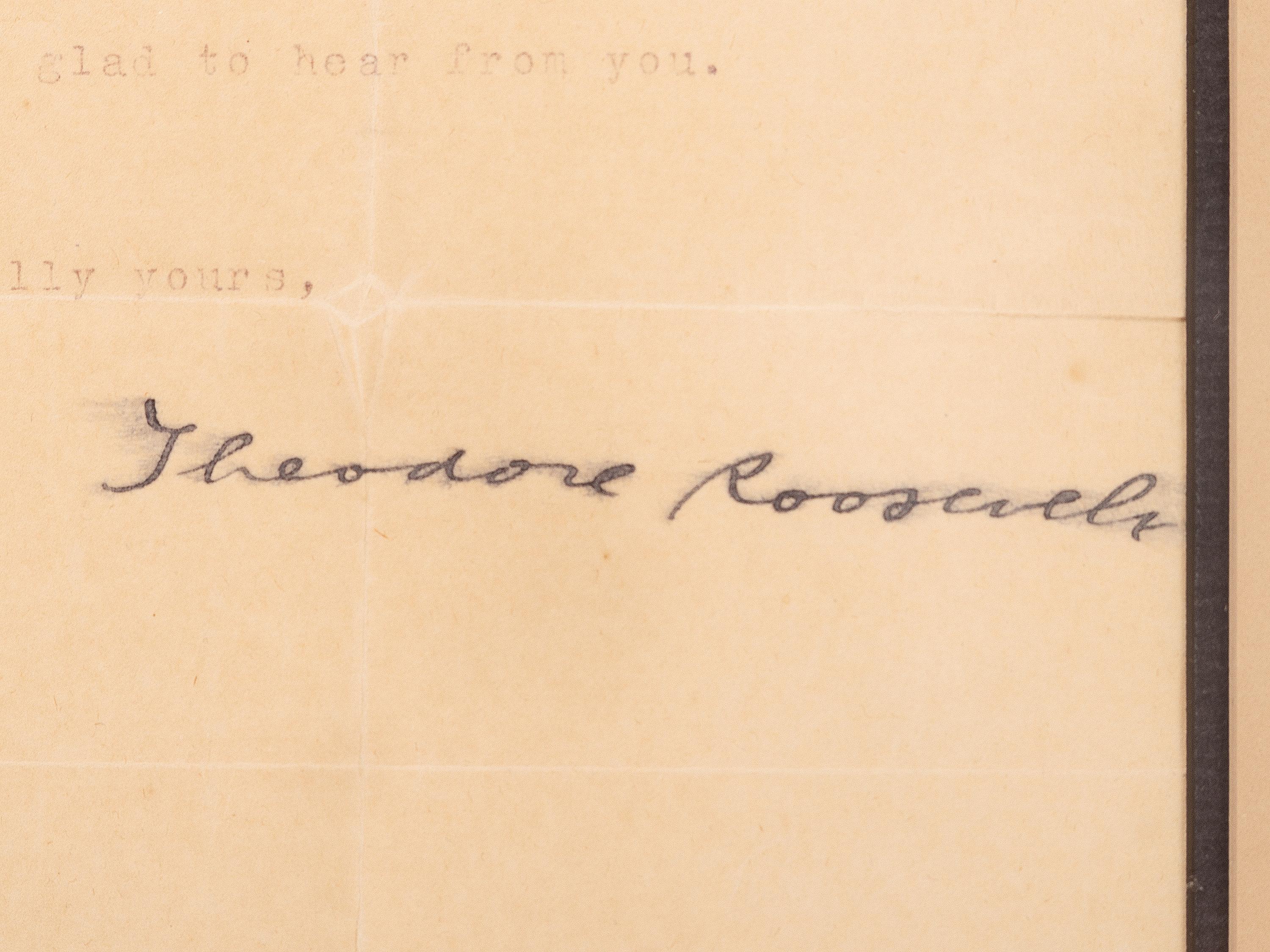 ROOSEVELT, Theodore (1858-1919). Typed letter signed ("Theodore Roosevelt"), as Vice President. Oyster Bay, NY, 5 May 1901.