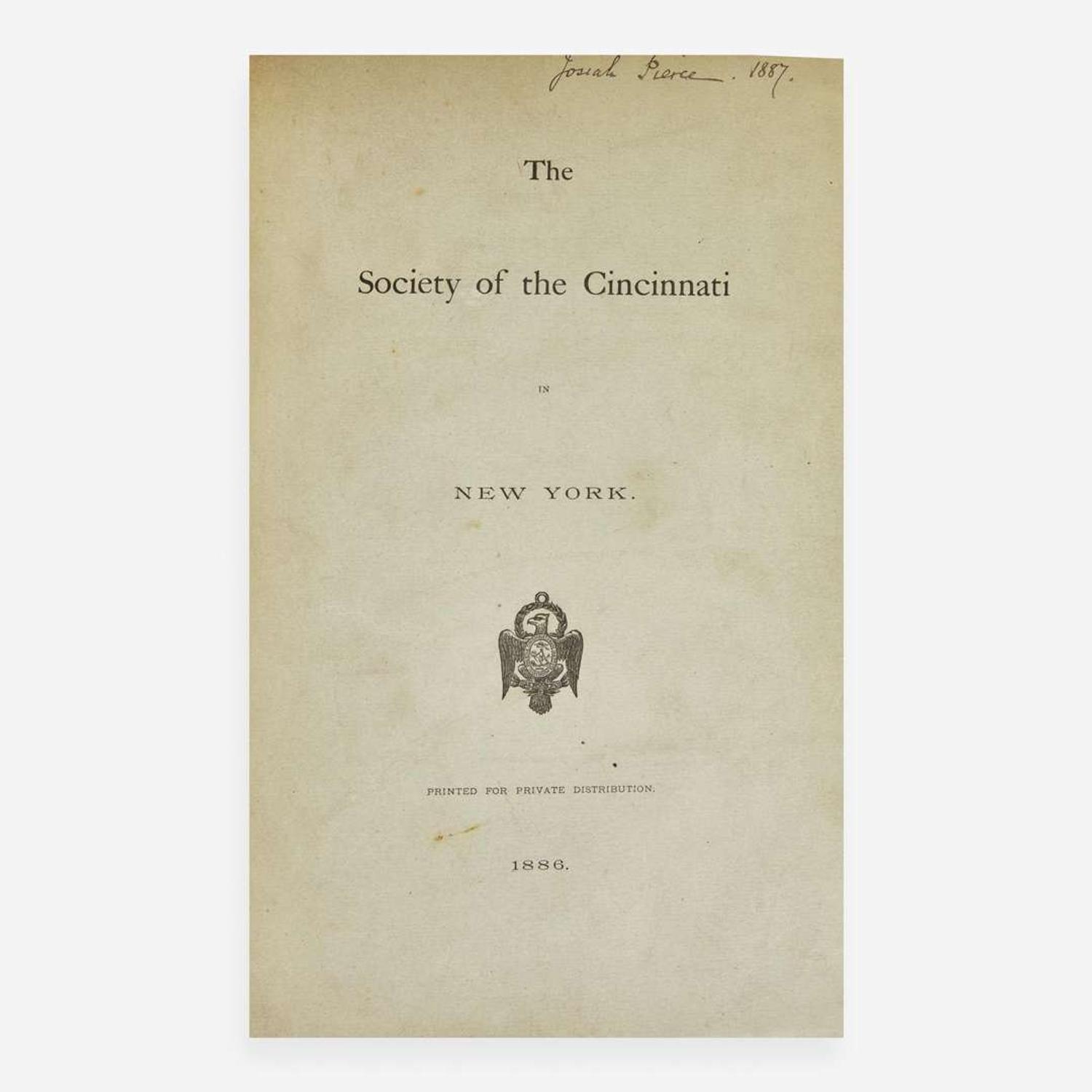 [American Revolution] [Society of the Cincinnati] Group of 2 Official Publications of the Society of the Cincinnati