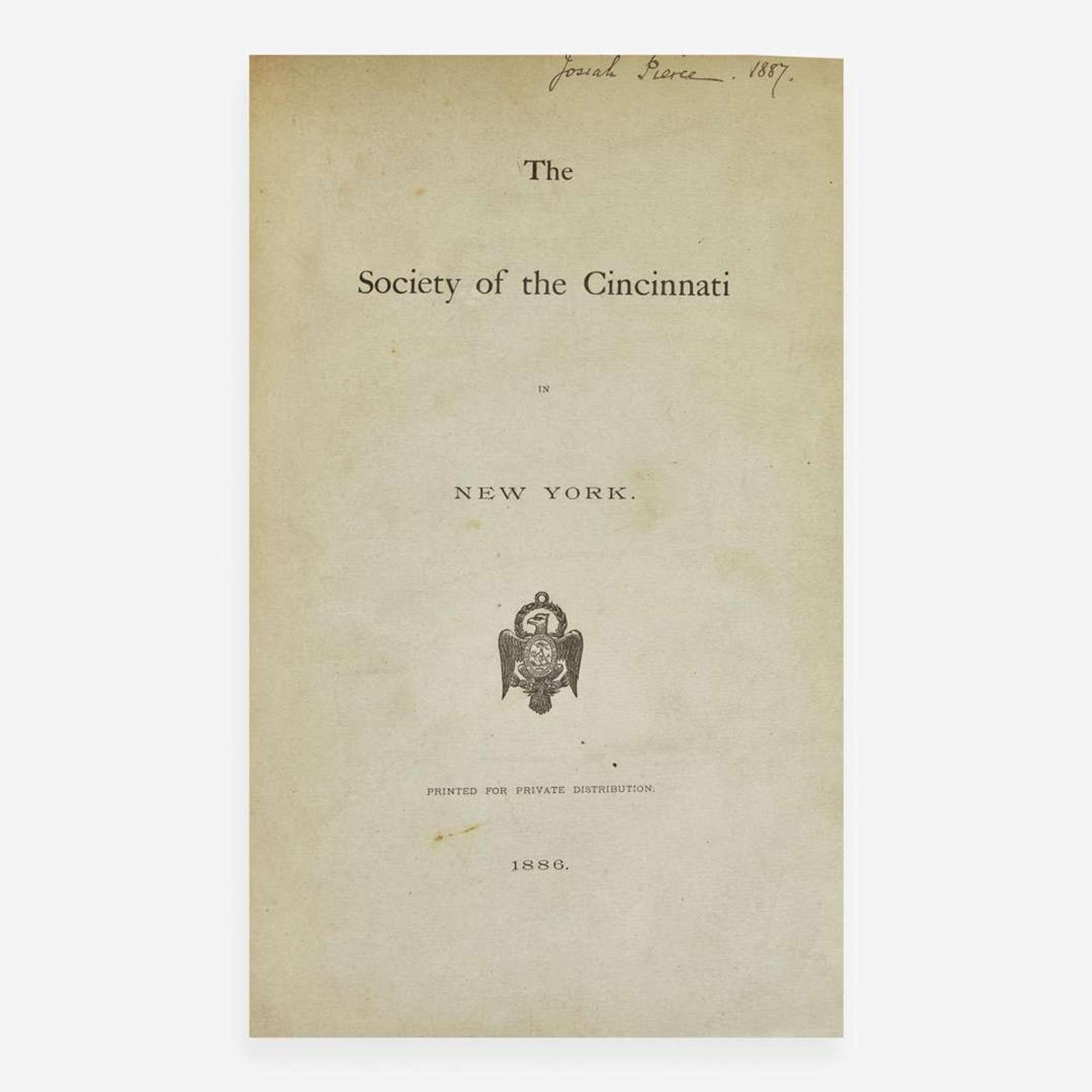 [American Revolution] [Society of the Cincinnati] Group of 2 Official Publications of the Society of the Cincinnati