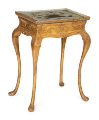 A Continental Giltwood and Découpage Side Table
