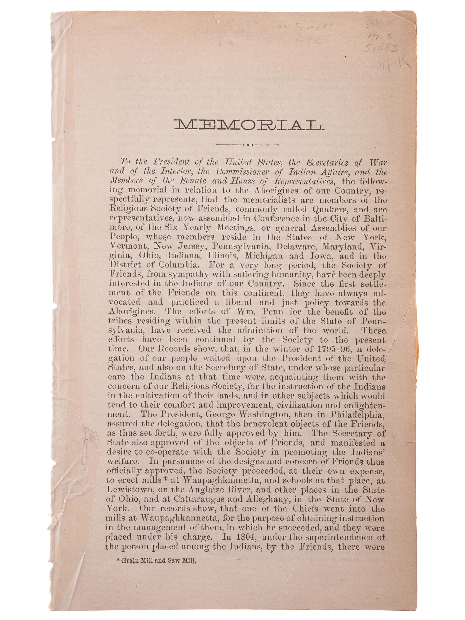 [INDIAN AFFAIRS] -- [COLYER, Vincent (1824-1888)]. Late nineteenth-century print ephemera advocating for the welfare of Native Americans, comprising: