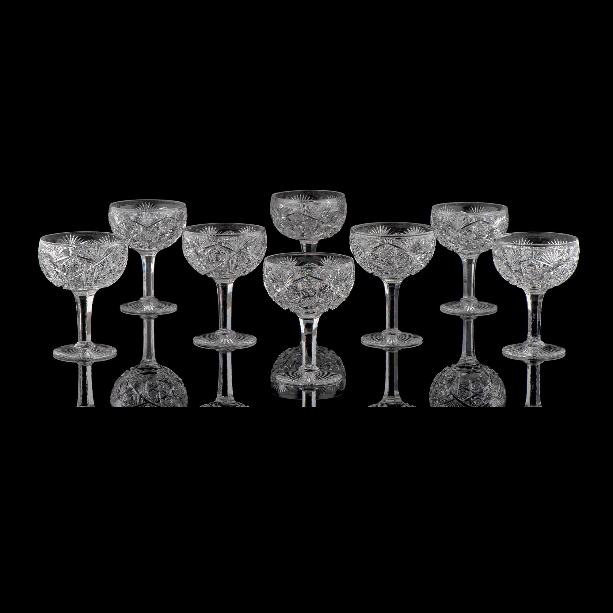 A Set of Eight Brilliant-Period Cut Glass Grapefruit Bowls