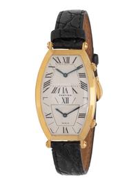 CARTIER, 18K YELLOW GOLD DUAL-TIME 'TONNEAU' WATCH