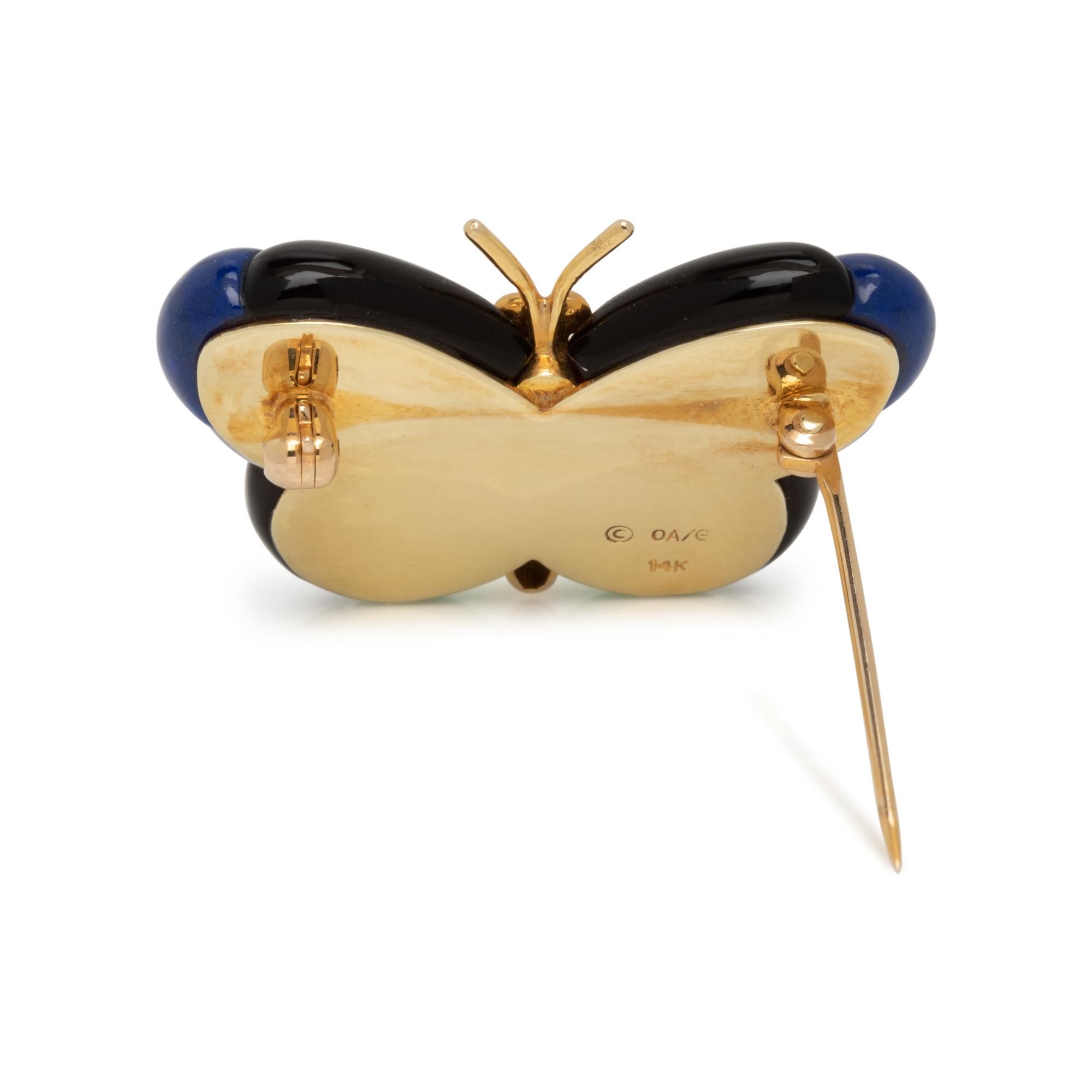 HARDSTONE AND DIAMOND BUTTERFLY BROOCH